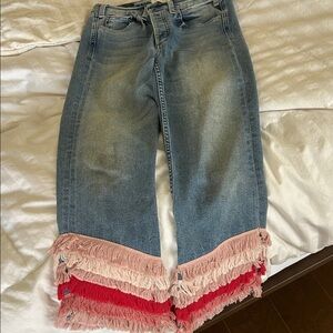 Anthropologie McGuire Fringe Hem Blue Jeans sz 28
